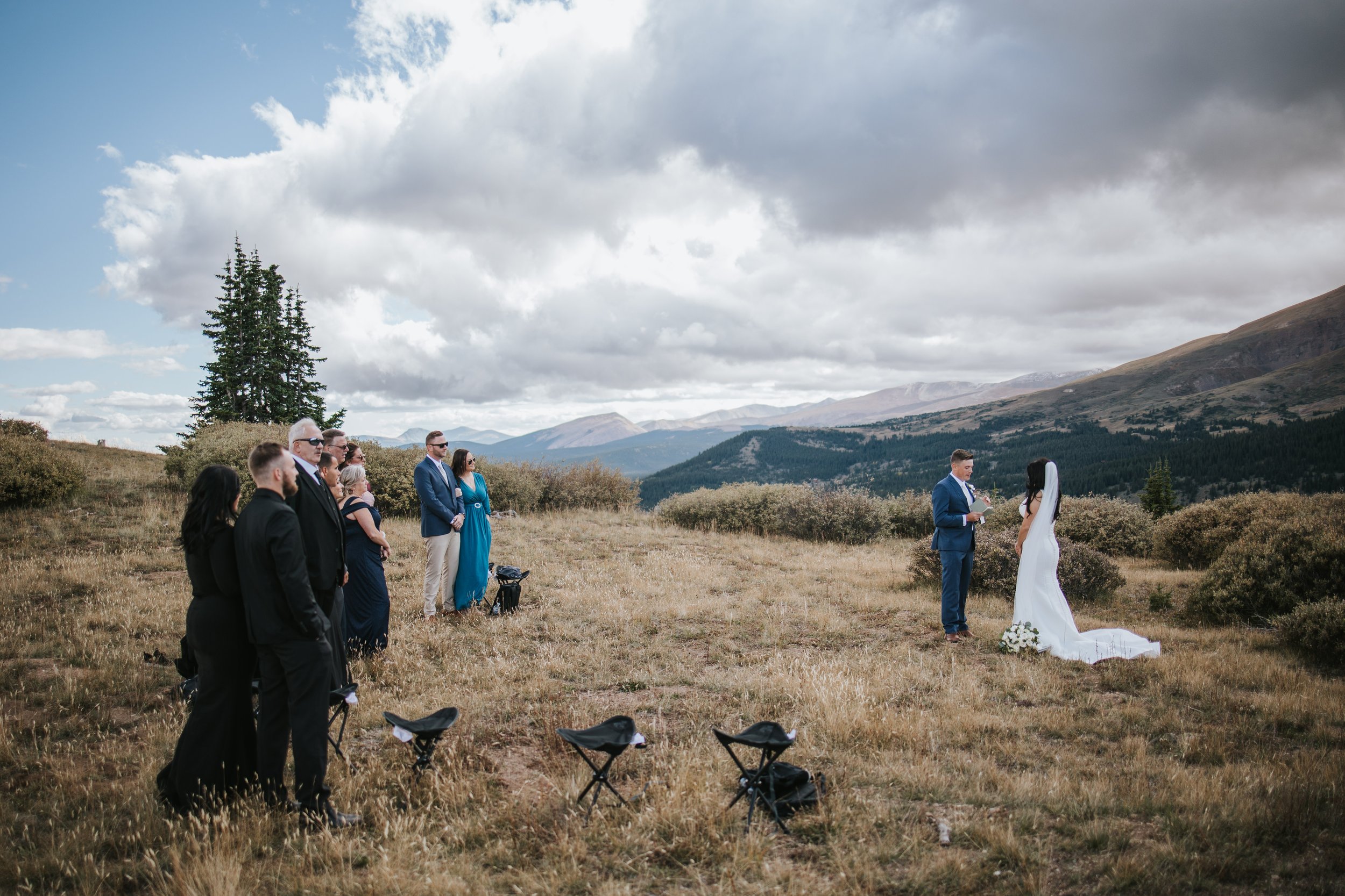 Micro wedding ceremony on top of a mountain in Colorado.