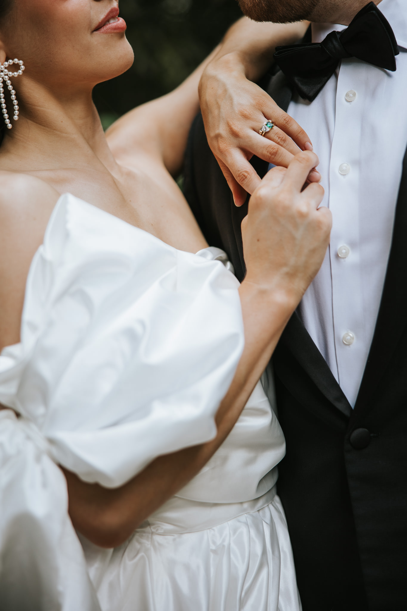 Atlanta wedding photographer capturing a couple's first kiss during an outdoor ceremony