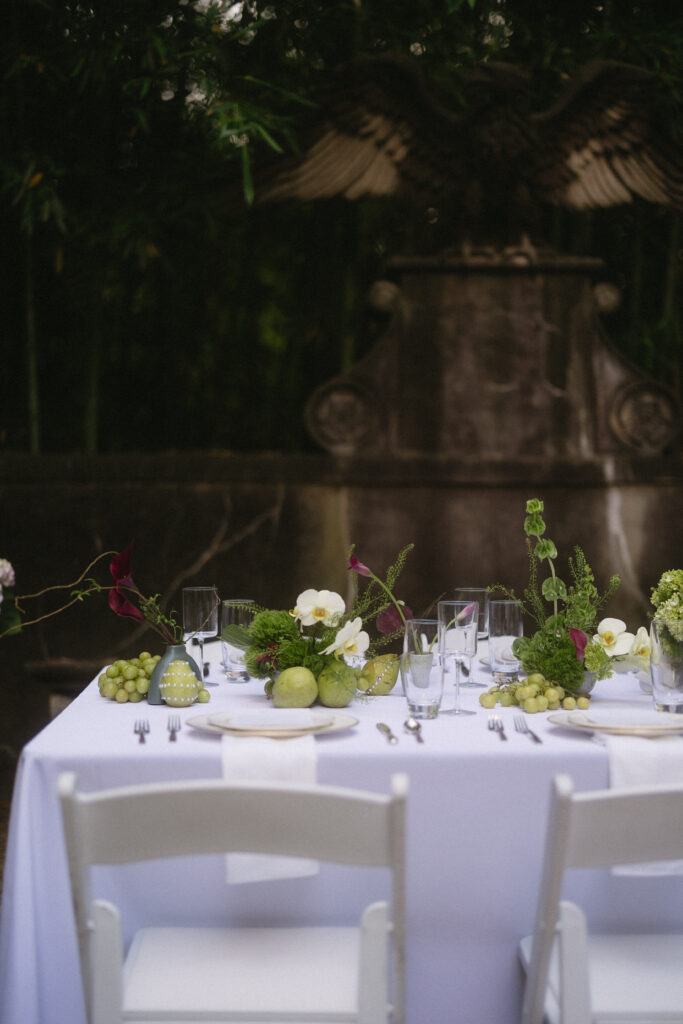 Beautiful floral arrangements at a wedding reception in Atlanta.