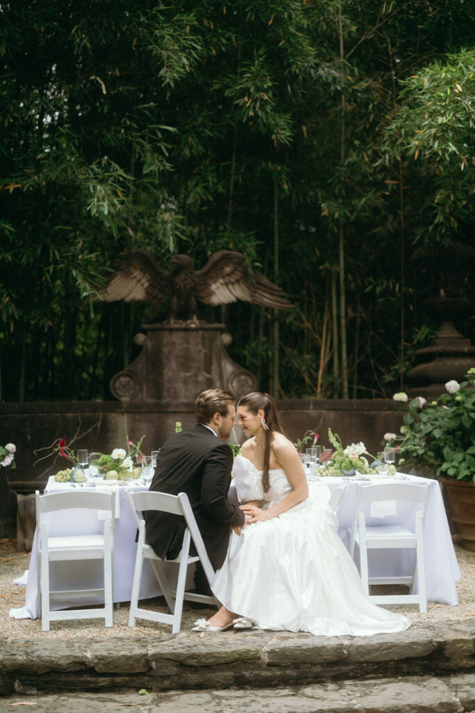 Intimate reception dinner setup at a chic Atlanta wedding venue.